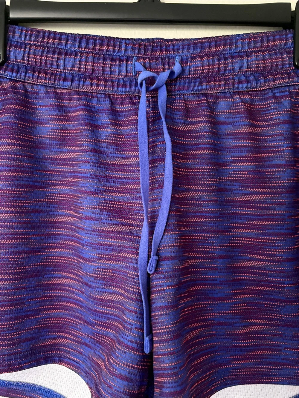 Reebok Women's Purple and Blue Space-Dye Drawstring Athletic Shorts Side Stripe